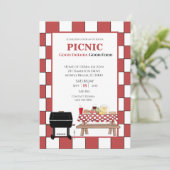 Rode tafelkleed picknick BBQ buiten grill   Kaart (Staand voorkant)