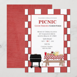 Rode tafelkleed picknick BBQ buiten grill   Kaart