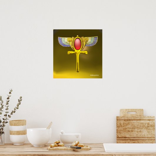 RODE TALISMAN/ EGYPTIAN WINGANKH EN CORNUCOPIA POSTER (Keuken)