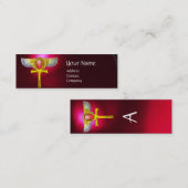 RODE TALISMAN/ EGYPTIAN WINGANKH MET CORNUCOPIA MINI VISITEKAARTJE (Voorkant / Achterkant)