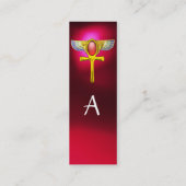 RODE TALISMAN/ EGYPTIAN WINGANKH MET CORNUCOPIA MINI VISITEKAARTJE (Achterkant)