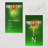 RODE TALISMAN/ EGYPTIAN WINGANKH MET CORNUCOPIA VISITEKAARTJE (Voorkant / Achterkant)