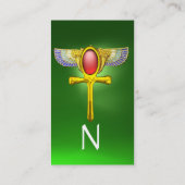 RODE TALISMAN/ EGYPTIAN WINGANKH MET CORNUCOPIA VISITEKAARTJE (Achterkant)