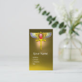 RODE TALISMAN/ EGYPTIAN WINGANKH MET CORNUCOPIA VISITEKAARTJE (Staand voorkant)