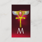 RODE TALISMAN/ EGYPTIAN WINGANKH MET CORNUCOPIA VISITEKAARTJE (Achterkant)