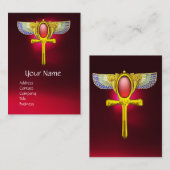 RODE TALISMAN/ EGYPTIAN WINGANKH MET CORNUCOPIA VISITEKAARTJE (Voorkant / Achterkant)