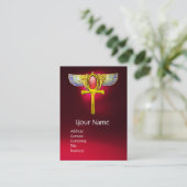 RODE TALISMAN/ EGYPTIAN WINGANKH MET CORNUCOPIA VISITEKAARTJE (Staand voorkant)