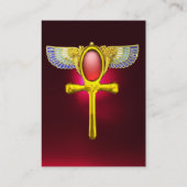 RODE TALISMAN/ EGYPTIAN WINGANKH MET CORNUCOPIA VISITEKAARTJE (Achterkant)