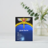 RODE TALISMAN/ VLEUGELDE SCARABEE ANKH EN CORNUCOP VISITEKAARTJE (Staand voorkant)