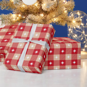 Rode Tan Buffalo geruite landelijke rustieke Kerst Cadeaupapier
