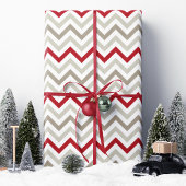 Rode Tan Chevron Kerstmis Cadeaupapier