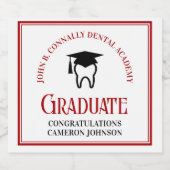 Rode Tandheelkundige School Custom Tandarts Afstud Sparkling Wijnetiket (Enkel label)