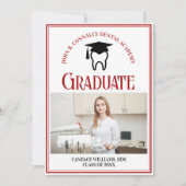 Rode Tandheelkundige School Foto Custom Afstuderen Aankondiging (Voorkant)