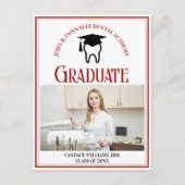 Rode Tandheelkundige School Foto Custom Afstuderen Aankondigingskaart (Voorkant)
