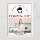 Rode Tandheelkundige School Foto Custom Graduation Uitnodiging Briefkaart (Voorkant)