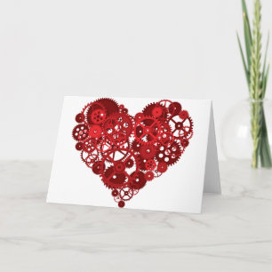 Rode tandwielen feestdagen kaart