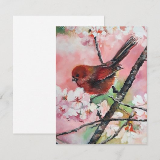 Rode tankwagen op Cherry-bloesem (Voorkant / Achterkant)