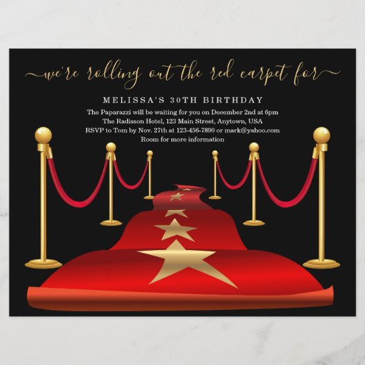 Rode tapijt met Faux Gold Foil Flyer (Voorkant)