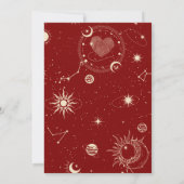 Rode tarot boho mystieke maan romantiek trouwjurk  save the date (Achterkant)