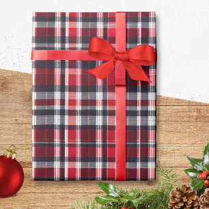 Rode Tartan Check Geplaatst Patroon Stijlvolle Ker Cadeaupapier