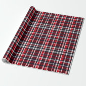 Rode Tartan Check Geplaatst Patroon Stijlvolle Ker Cadeaupapier (Uitgerold)
