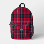 Rode Tartan geprinte rugzak (Voorkant)