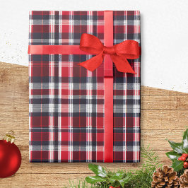 Rode Tartan Geruite Patroon Stijlvolle Kerstmis Cadeaupapier