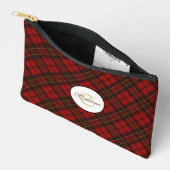Rode tartan geruite winter elegante Monogram Rits Etui (Open)
