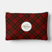 Rode tartan geruite winter elegante Monogram Rits Etui (Voorkant)
