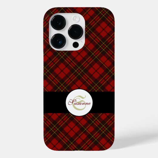 Rode tartan geruite winter kerstpatroon Monogram Case-Mate iPhone Case (Achterkant)