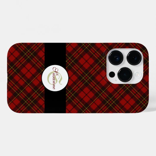 Rode tartan geruite winter kerstpatroon Monogram Case-Mate iPhone Case (Achterkant (horizontaal))