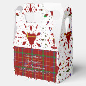 Rode tartan geruite witte kanten hart bruiloft bedankdoosjes (Geopend)