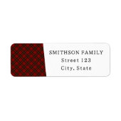 Rode tartan gevleid kerstwinterpatroon etiket (Voorkant)