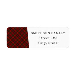 Rode tartan gevleid kerstwinterpatroon etiket