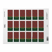 Rode Tartan Gouden Script Vakantie Retouradres Etiket (Full Sheet)