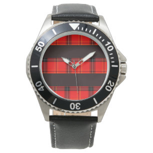 Rode tartan horloge