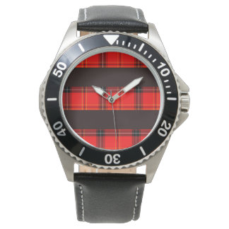 Rode tartan horloge