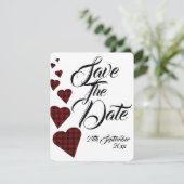 Rode Tartan Huwelijk Save The Date Kaart (Staand voorkant)