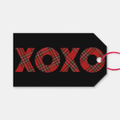 Rode Tartan Kerst Gelukkig Kerstfeest Cadeaulabel (Voorkant (Horizontaal))