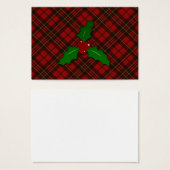 Rode tartan Kerstmis geruite feestdagen Holly takj Visitekaartje (Voorkant /achterkant)