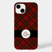 Rode tartan Kerstmis geruite winterpatroon Monogra Case-Mate iPhone Case (Achterkant)