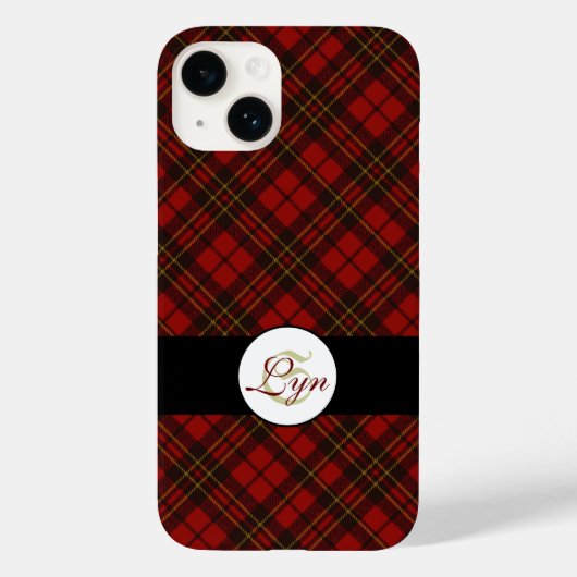 Rode tartan Kerstmis geruite winterpatroon Monogra Case-Mate iPhone Case (Achterkant)