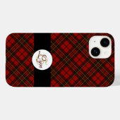 Rode tartan Kerstmis geruite winterpatroon Monogra Case-Mate iPhone Case (Achterkant (horizontaal))