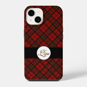 Rode tartan Kerstmis geruite winterpatroon Monogra iPhone 14 Hoesje