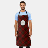 Rode tartan Kerstmis geruite winterpatroon Monogra Schort (Gedragen)