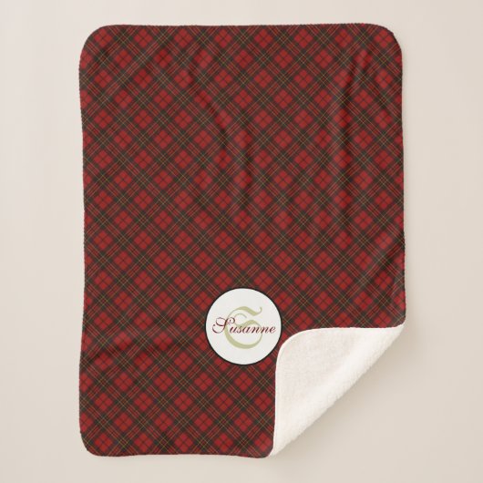 Rode tartan Kerstmis geruite winterpatroon Monogra Sherpa Deken (Voorkant)