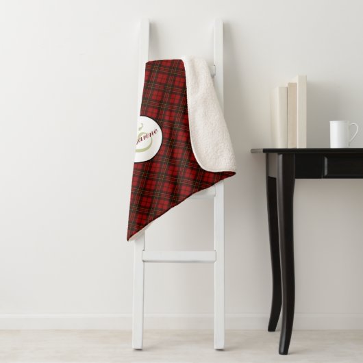 Rode tartan Kerstmis geruite winterpatroon Monogra Sherpa Deken (In situ)