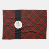 Rode tartan Kerstmis geruite winterpatroon Monogra Theedoek (Horizontaal)
