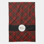 Rode tartan Kerstmis geruite winterpatroon Monogra Theedoek (Verticaal)