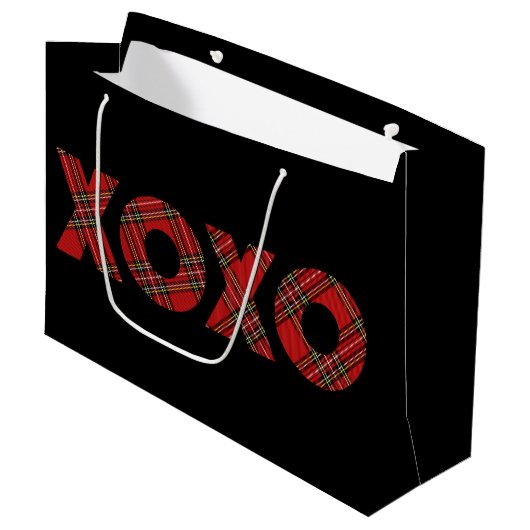 Rode Tartan Kerstmis Hoho Groot Cadeauzakje (Voorkant Gekanteld)